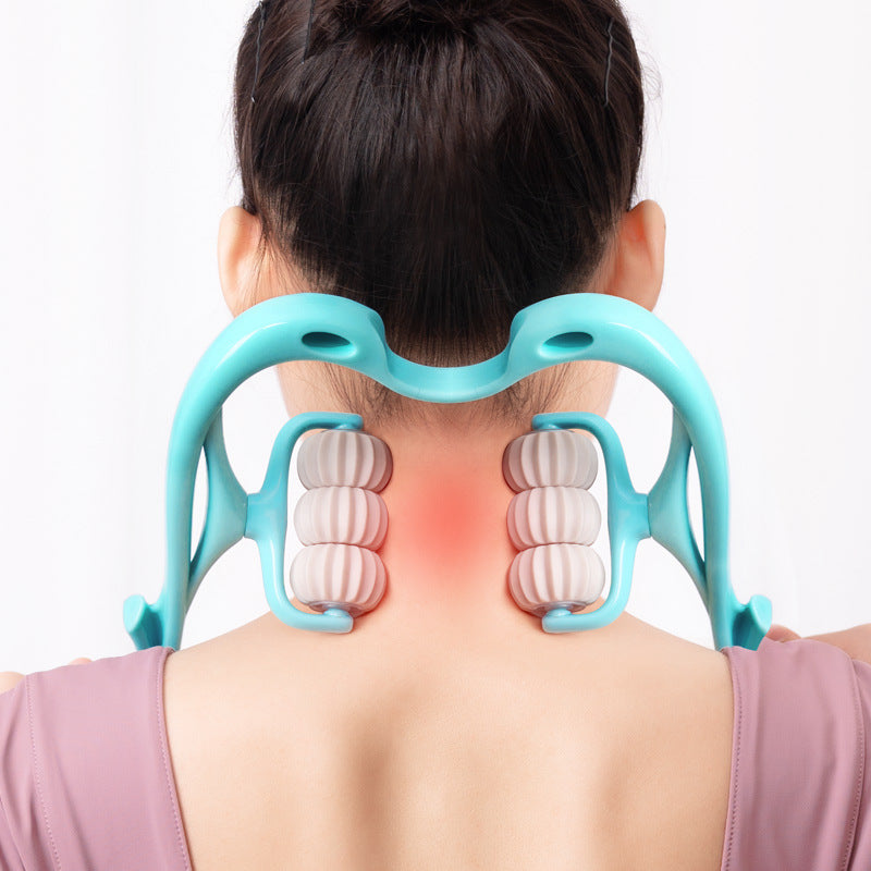 Manual Six-Wheel Neck Massager – Multifunctional Roller Tool for Muscle Relief, Relaxation & Pain Reduction