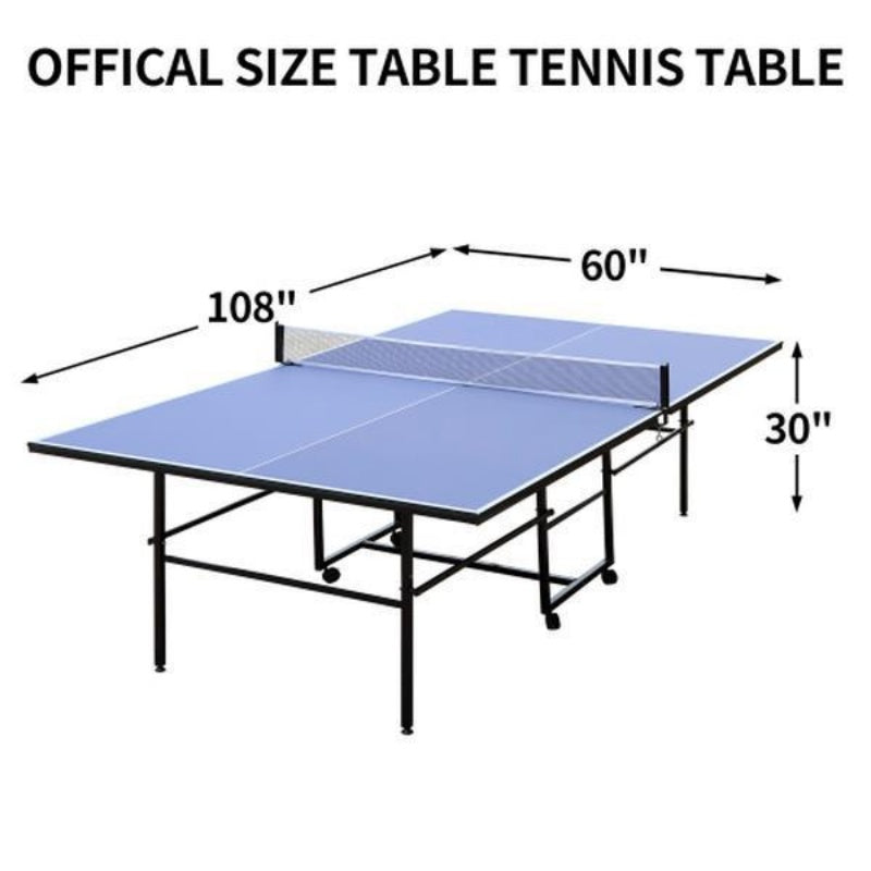 9-foot Medium-sized Foldable And Portable Indoor Table Tennis Table Set, Including Net, 2 Pairs Of Table Tennis Rackets, And 3 Balls