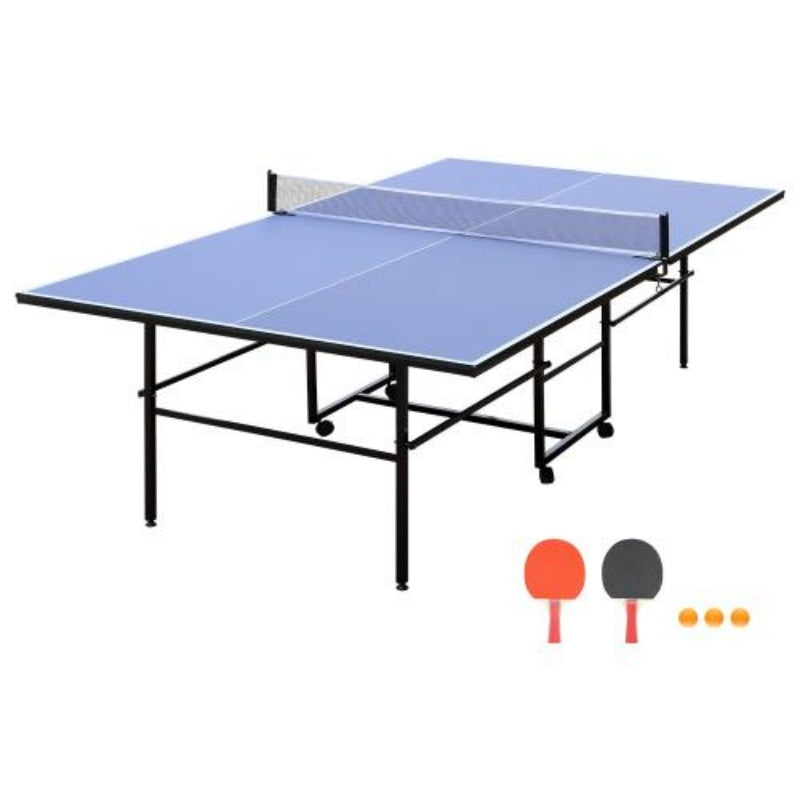 9-foot Medium-sized Foldable And Portable Indoor Table Tennis Table Set, Including Net, 2 Pairs Of Table Tennis Rackets, And 3 Balls