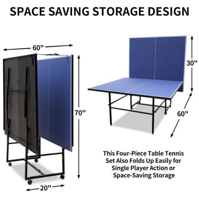 9-foot Medium-sized Foldable And Portable Indoor Table Tennis Table Set, Including Net, 2 Pairs Of Table Tennis Rackets, And 3 Balls