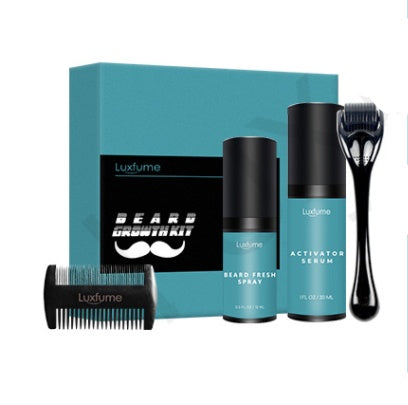 Beard Growth Liquid & Care Set – Stimulates Beard Growth, Nourishes, and Strengthens Facial Hair