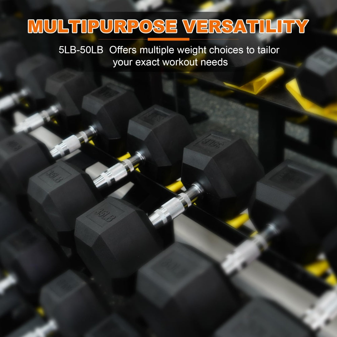 Hexagonal Dumbbells, Rubber Coated For Exercise And Fitness, Multiple Sizes--Only Supports Self Pickup
