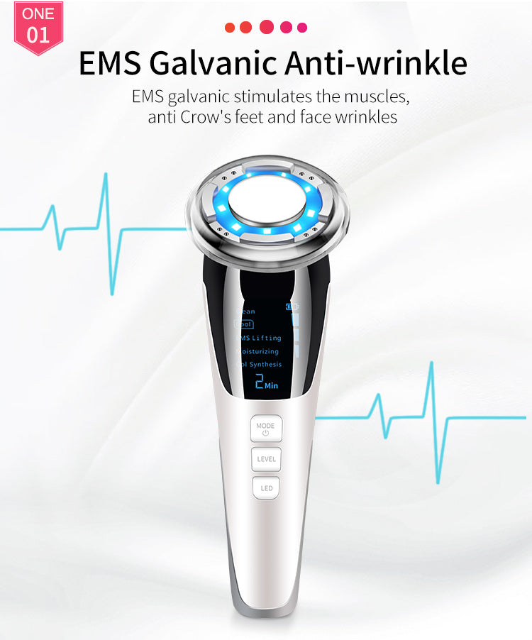 5-in-1 LED Light Therapy Facial Device with Hot & Cold EMS Skin Tightening
