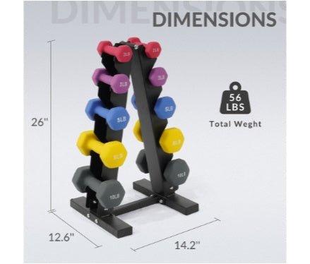 Color Neoprene Dumbbell Set With Rack, Multiple Weight Options, Set--Only Supports Self Pickup