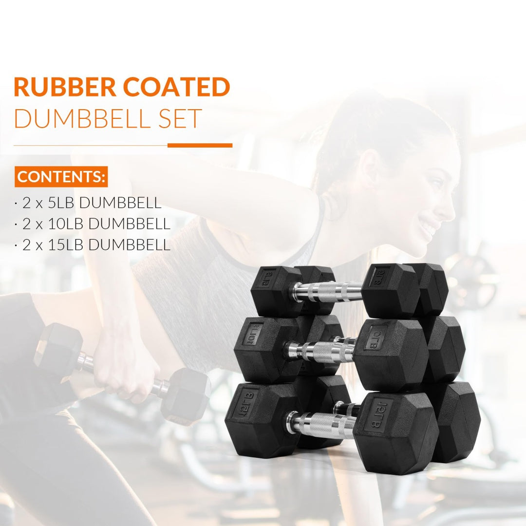 Hexagonal Dumbbells, Rubber Coated For Exercise And Fitness, Multiple Sizes--Only Supports Self Pickup