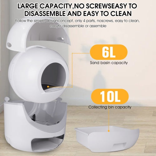 Smart Automatic Cat Litter Box,Automatic Scooping And Odor Removal, App Control, Support 5G 2.4G WiFi For Multiple Cats, Double Odor Removal