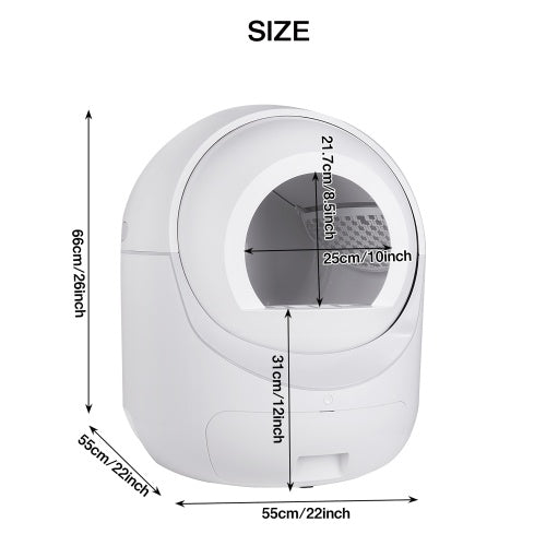 Smart Automatic Cat Litter Box,Automatic Scooping And Odor Removal, App Control, Support 5G 2.4G WiFi For Multiple Cats, Double Odor Removal
