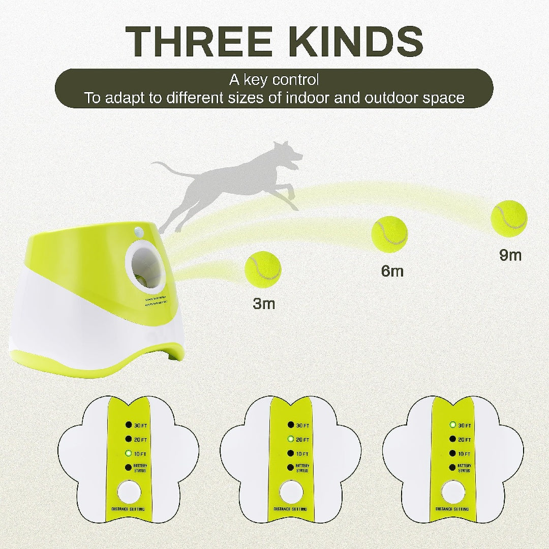 Only Supports Self Pickup Dog Ball Thrower, Automatic Ball Launcher, Indoor-Outdoor Interactive Dog Toy With Three Scopes, Includes Balls And A Data Cable, Grey-Green