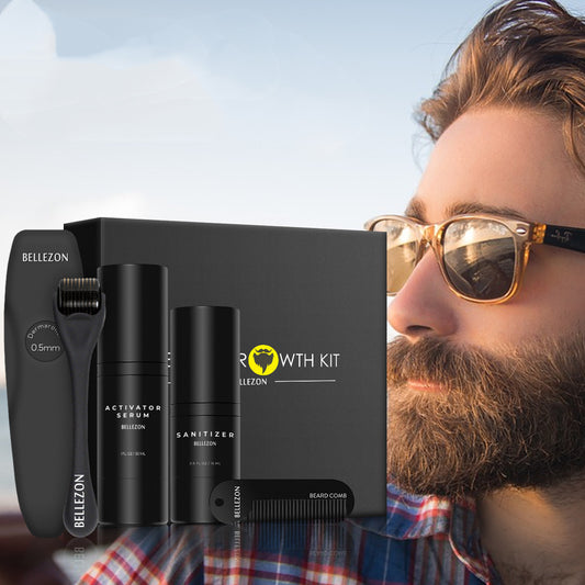 Beard Growth Liquid & Care Set – Stimulates Beard Growth, Nourishes, and Strengthens Facial Hair