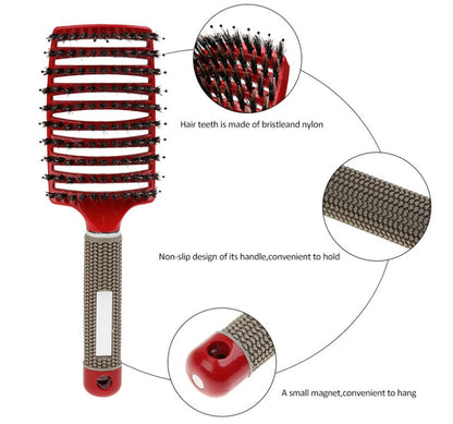 Hairbrush for Women – Anti-Klit Detangler with Nylon Bristles & Scalp Massage Comb