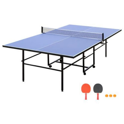9-foot Medium-sized Foldable And Portable Indoor Table Tennis Table Set, Including Net, 2 Pairs Of Table Tennis Rackets, And 3 Balls