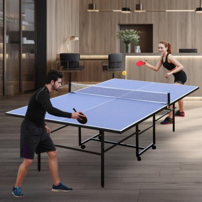 9-foot Medium-sized Foldable And Portable Indoor Table Tennis Table Set, Including Net, 2 Pairs Of Table Tennis Rackets, And 3 Balls