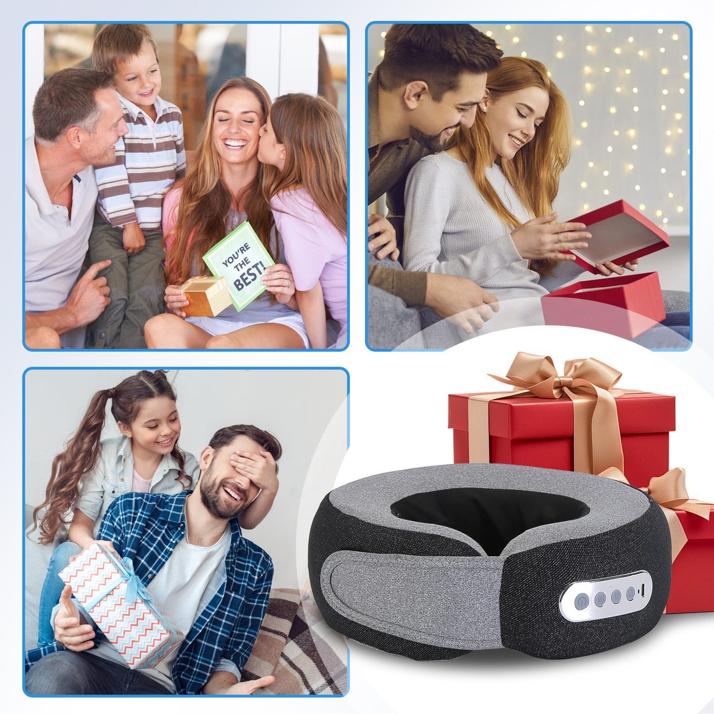 2-in-1 Neck Massager Pillow with Heat | Electric Memory Foam Travel Pillow Shiatsu