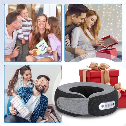 2-in-1 Neck Massager Pillow with Heat | Electric Memory Foam Travel Pillow Shiatsu