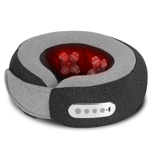 2-in-1 Neck Massager Pillow with Heat | Electric Memory Foam Travel Pillow Shiatsu