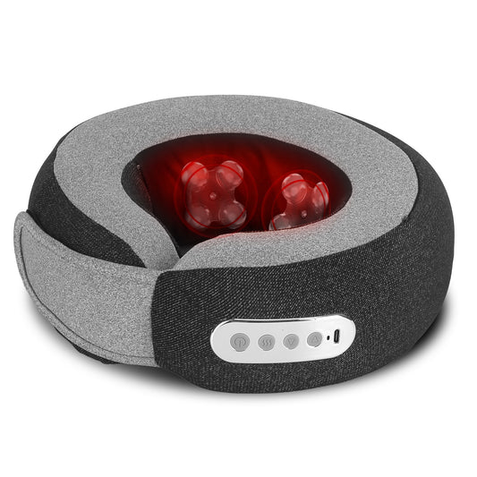 2-in-1 Neck Massager Pillow with Heat | Electric Memory Foam Travel Pillow Shiatsu