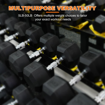 Hexagonal Dumbbells, Rubber Coated For Exercise And Fitness, Multiple Sizes--Only Supports Self Pickup