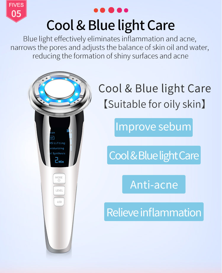 5-in-1 LED Light Therapy Facial Device with Hot & Cold EMS Skin Tightening
