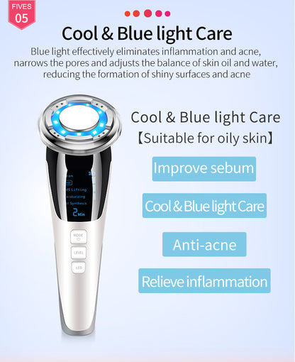 5-in-1 LED Light Therapy Facial Device with Hot & Cold EMS Skin Tightening