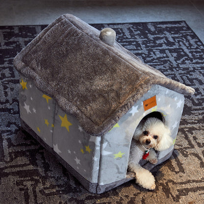Foldable Warm Pet House – Cozy Bed for Dogs & Cats