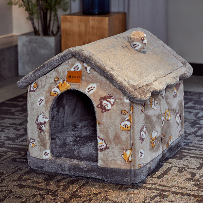 Foldable Warm Pet House – Cozy Bed for Dogs & Cats