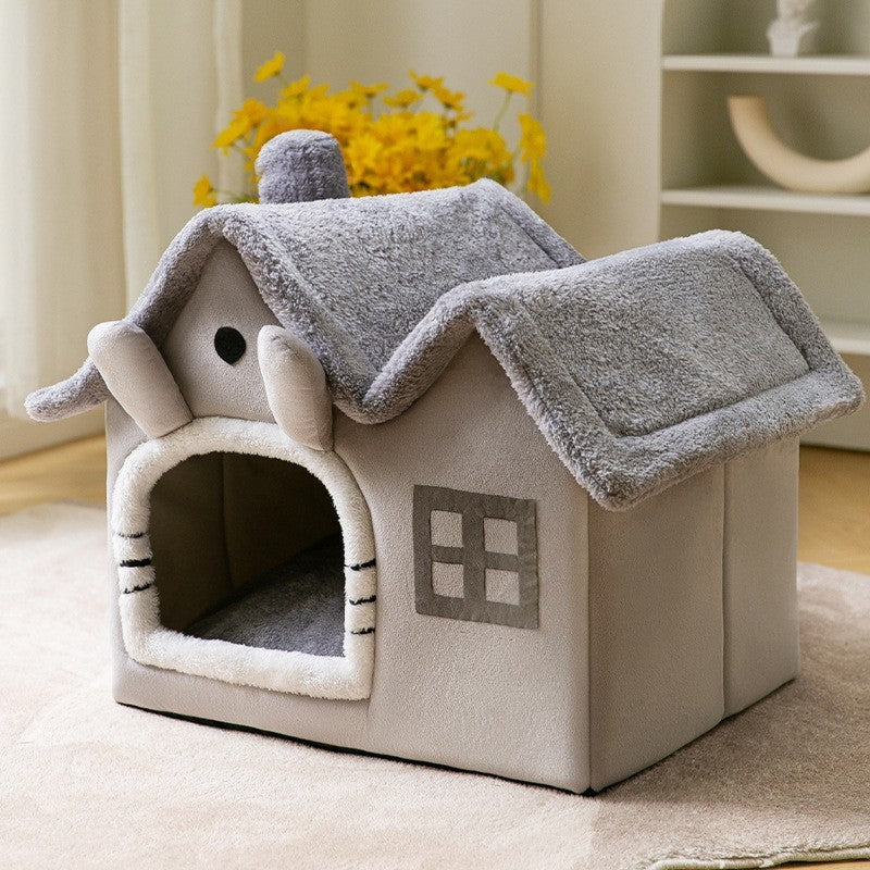 Foldable Warm Pet House – Cozy Bed for Dogs & Cats