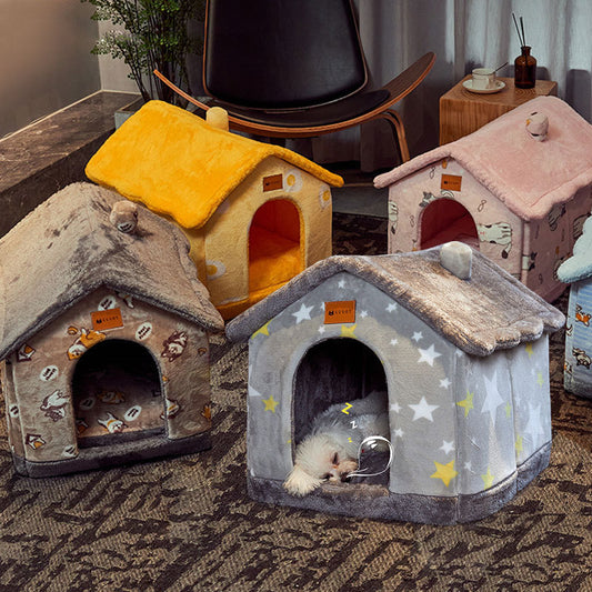 Foldable Warm Pet House – Cozy Bed for Dogs & Cats