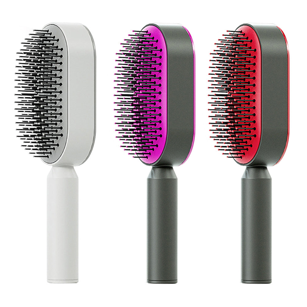Self-Cleaning Hair Brush for Women – One-Click Cleaning, Scalp Massage & Anti-Static Detangling Comb for All Hair Types