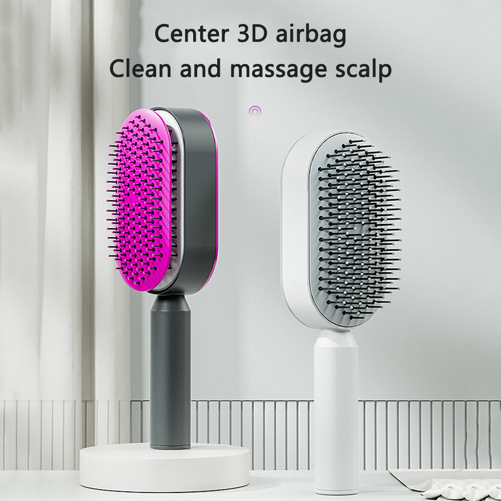 Self-Cleaning Hair Brush for Women – One-Click Cleaning, Scalp Massage & Anti-Static Detangling Comb for All Hair Types