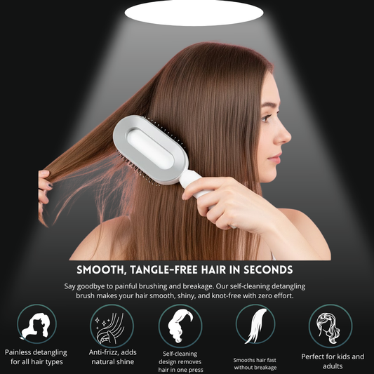 Self-Cleaning Detangling Hair Brush – Smooth Hair Fast