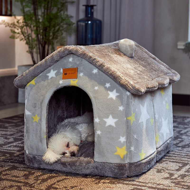 Foldable Warm Pet House – Cozy Bed for Dogs & Cats