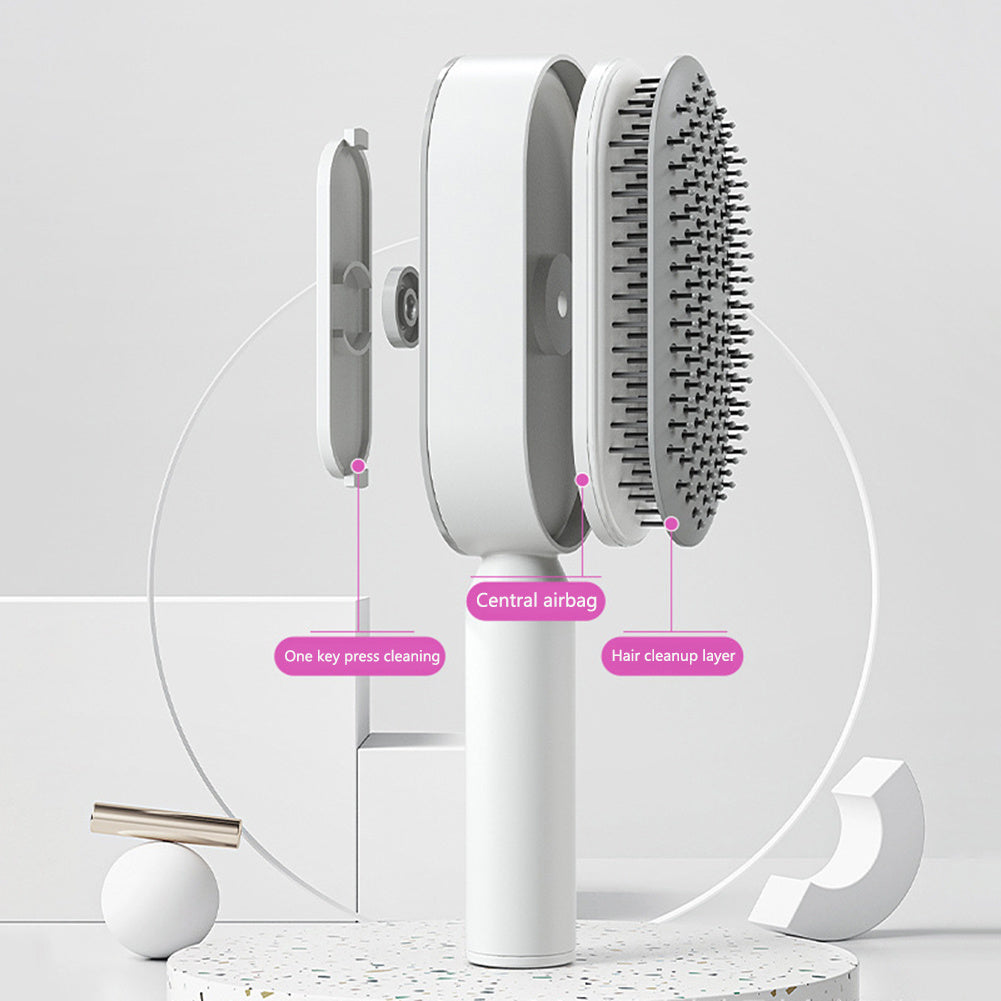 Self-Cleaning Hair Brush for Women – One-Click Cleaning, Scalp Massage & Anti-Static Detangling Comb for All Hair Types