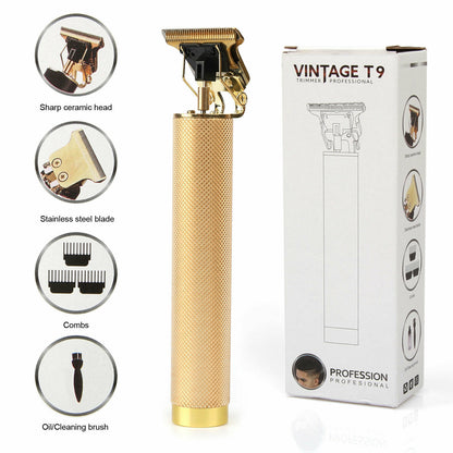 Professional Cordless Hair Clippers & Beard Trimmer – T-Blade Outliner, 0mm Precision Shaver for Men, Rechargeable USB Grooming Machine
