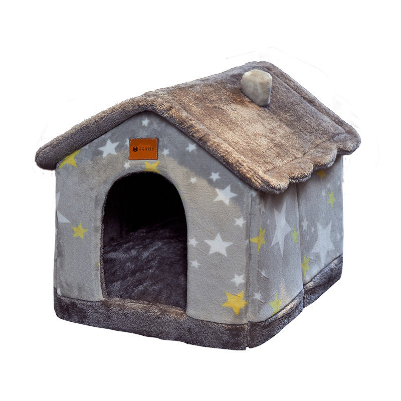 Foldable Warm Pet House – Cozy Bed for Dogs & Cats