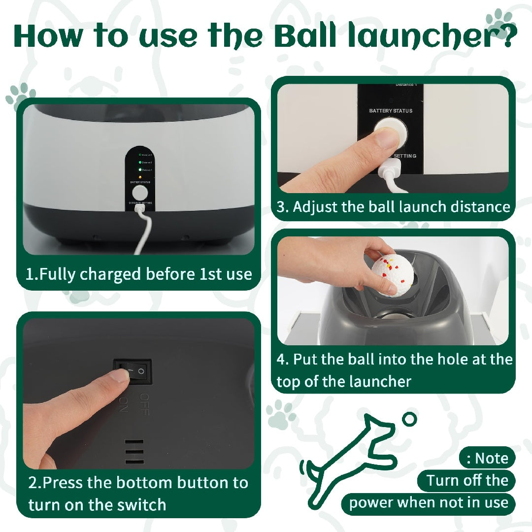 Only Supports Self Pickup  Dog Ball Thrower, Automatic Ball Launcher, Indoor-Outdoor Interactive Dog Toy With Three Scopes, Includes Balls And A Data Cable, Grey-Green