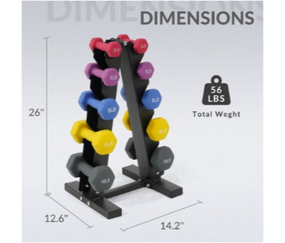 Color Neoprene Dumbbell Set With Rack, Multiple Weight Options, Set--Only Supports Self Pickup