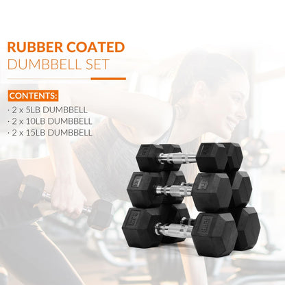 Hexagonal Dumbbells, Rubber Coated For Exercise And Fitness, Multiple Sizes--Only Supports Self Pickup