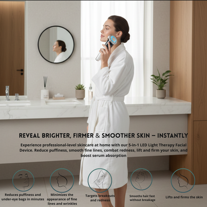 5-in-1 LED Light Therapy Facial Device with Hot & Cold EMS Skin Tightening
